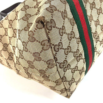 Gucci Shoulder Bag GG Logo Sherry Line Canvas Leather Beige — view 7