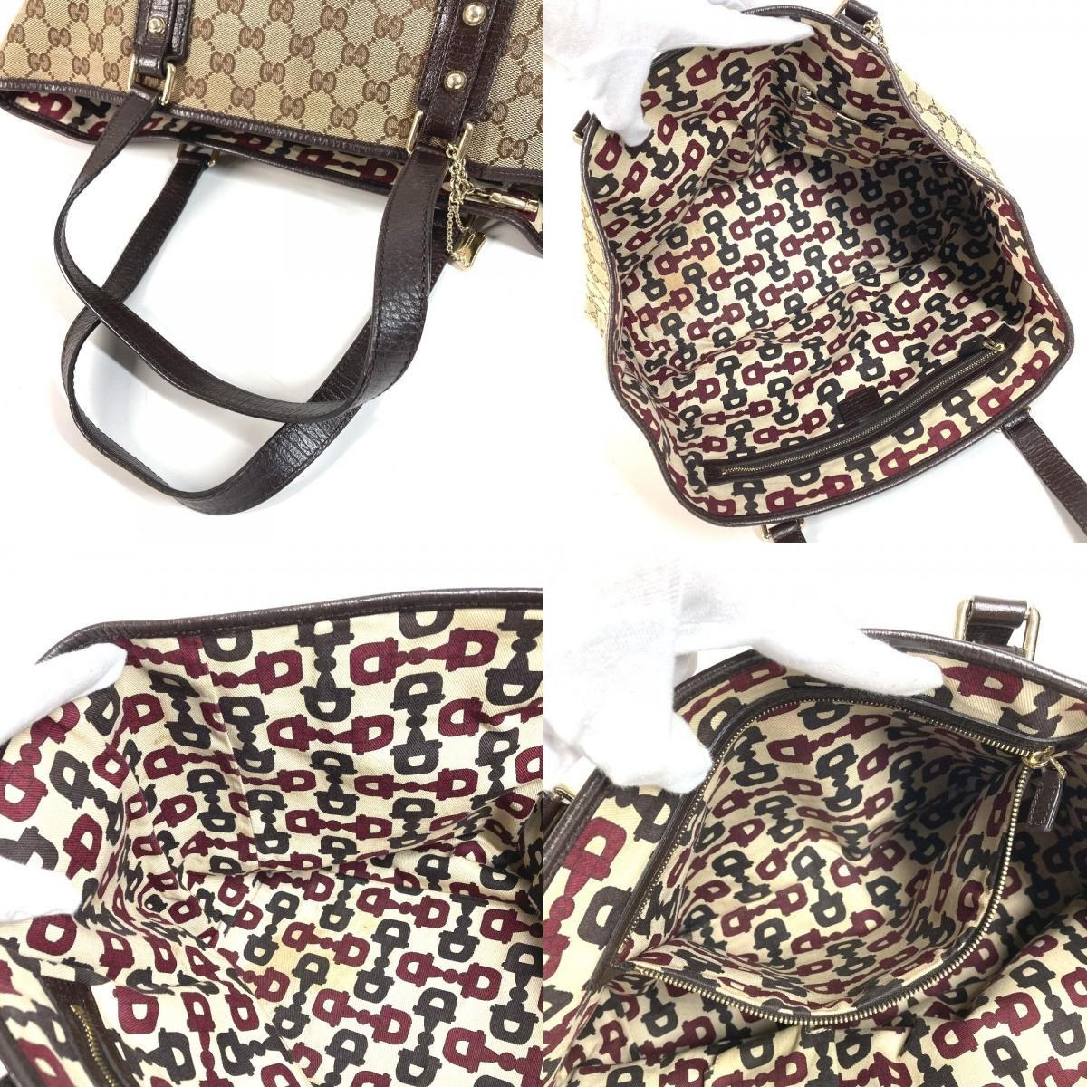 Gucci Shoulder Bag GG Logo Sherry Line Canvas Leather Beige — view 8