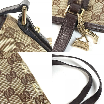 Gucci Shoulder Bag GG Logo Sherry Line Canvas Leather Beige — view 9