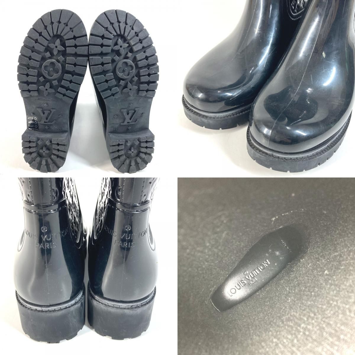 Louis Vuitton Rain Shoes Long Boots Rubber Black — view 8