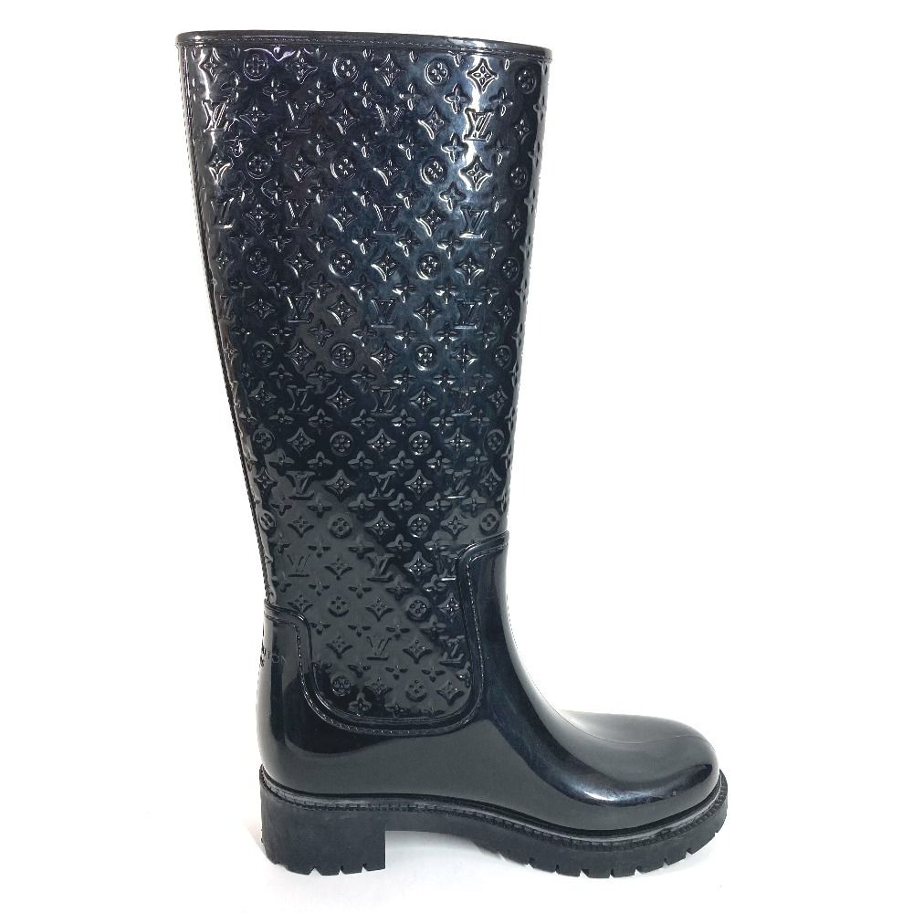 Louis Vuitton Rain Shoes Long Boots Rubber Black — view 6