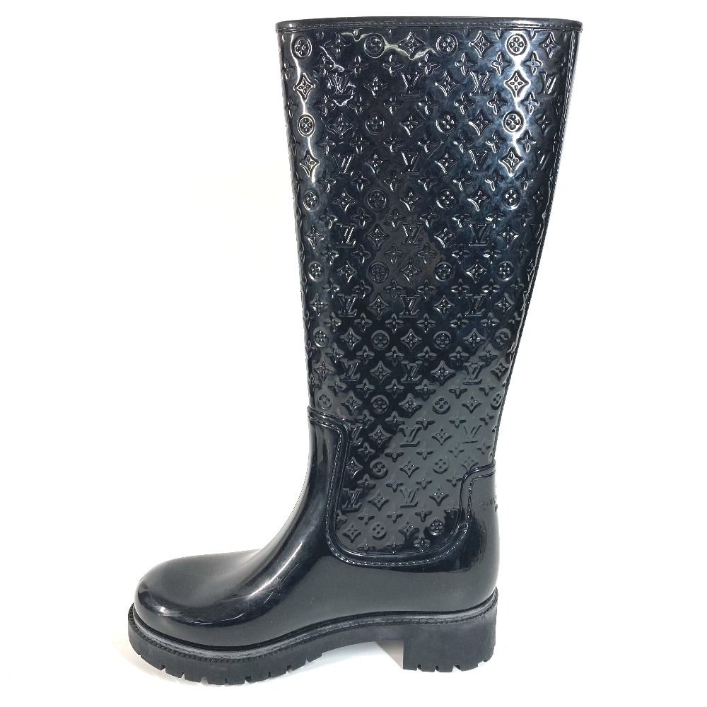 Louis Vuitton Rain Shoes Long Boots Rubber Black — view 7