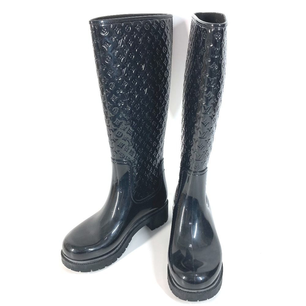 Louis Vuitton Rain Shoes Long Boots Rubber Black