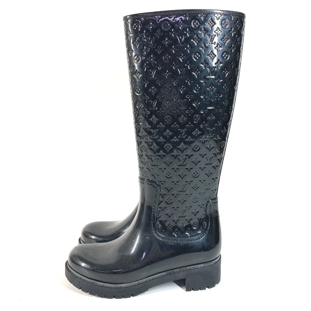 Louis Vuitton Rain Shoes Long Boots Rubber Black — view 4