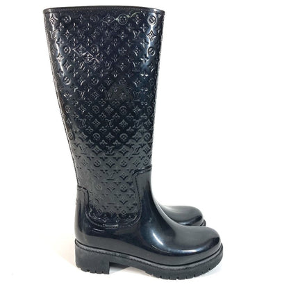 Louis Vuitton Rain Shoes Long Boots Rubber Black — view 3