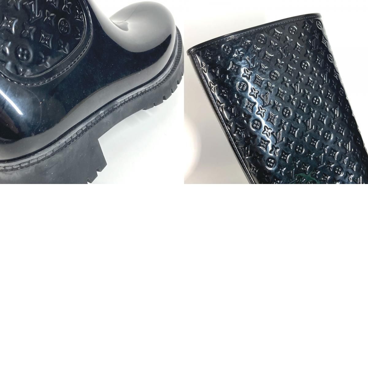 Louis Vuitton Rain Shoes Long Boots Rubber Black — view 9