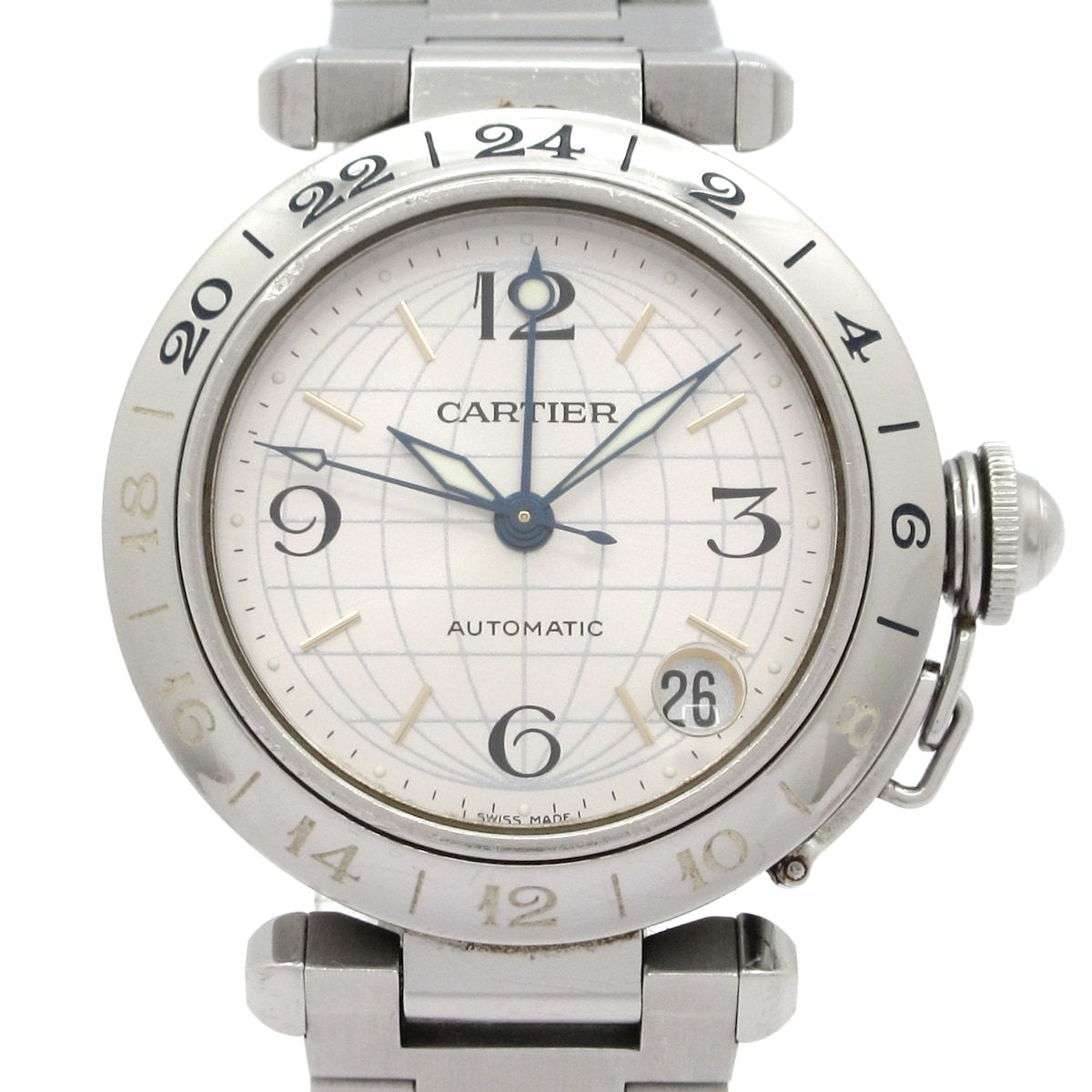 Cartier Watch Pasha C Meridian GMT Boys SS Silver