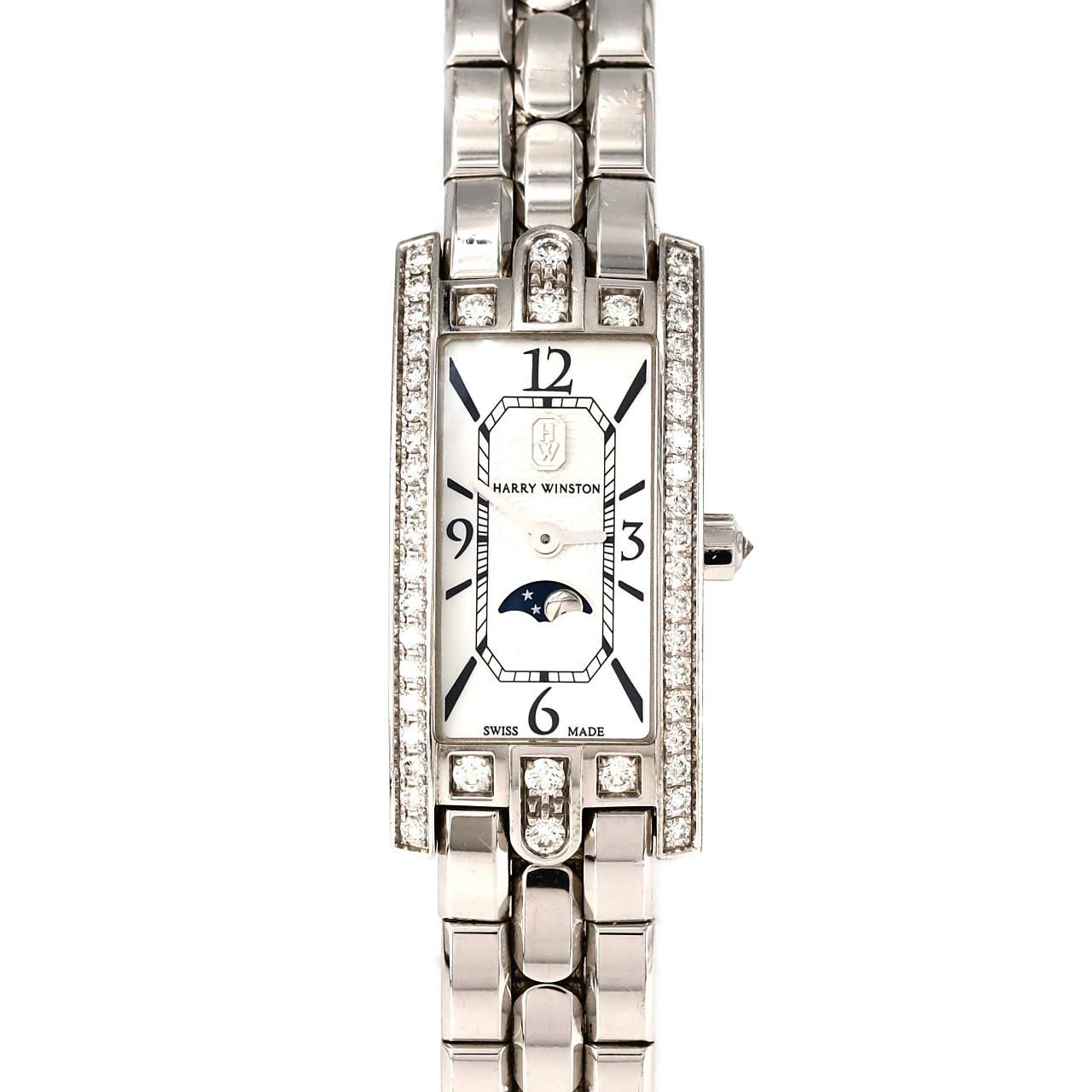 Harry Winston Avenue C Mini Moon Phase WG D WG Quartz Watch