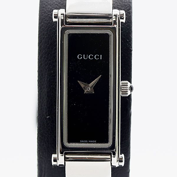 Gucci Bangle Watch SS Quartz Black Dial