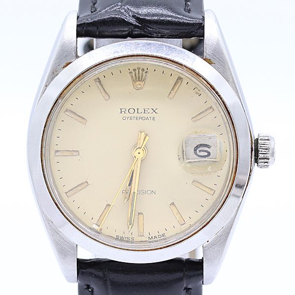 Rolex Oyster Date Precision Manual Winding Ivory Dial Watch