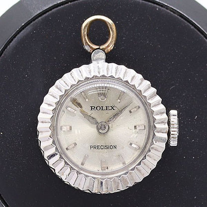 Rolex Precision Manual Winding 18k 750 Silver Dial Pendant Watch Pocket