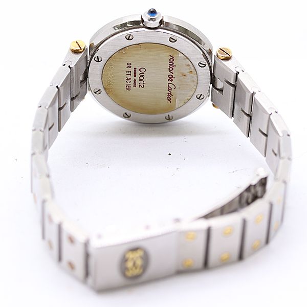 Cartier Santos Round Yg SS Quartz White Dial Watch — view 4