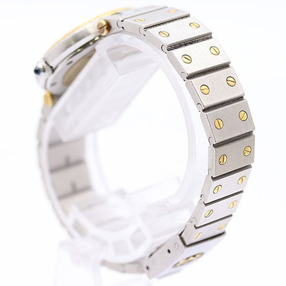 Cartier Santos Round Yg SS Quartz White Dial Watch — view 3