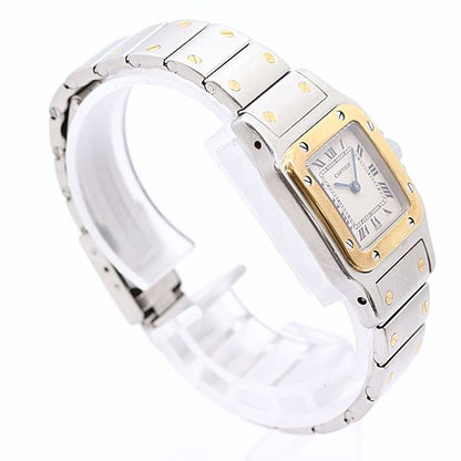 Cartier Santos Galbe Yg SS Quartz Ivory Dial Watch — view 2