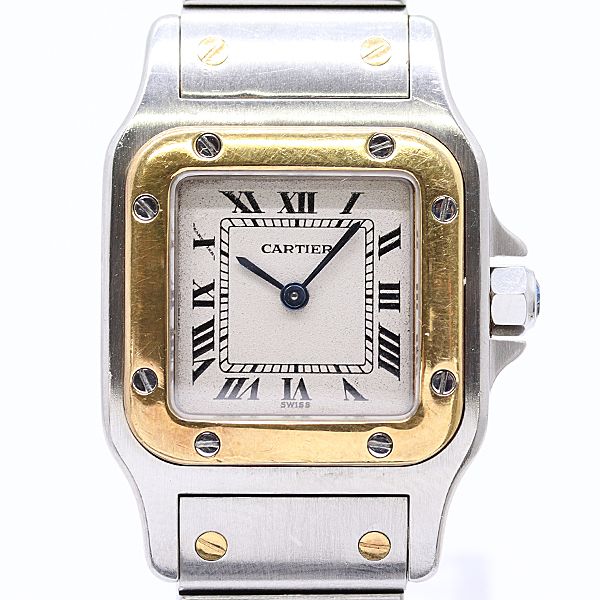 Cartier Santos Galbe Yg SS Quartz Ivory Dial Watch