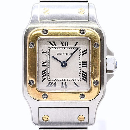 Cartier Santos Galbe Yg SS Quartz Ivory Dial Watch