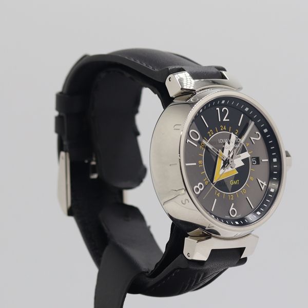 Louis Vuitton Tambour GMT Automatic Date GMT Gray Black Dial Watch — view 2