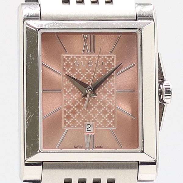 Gucci And Rectangle 138.5 Quartz Date Pink Dial Watch