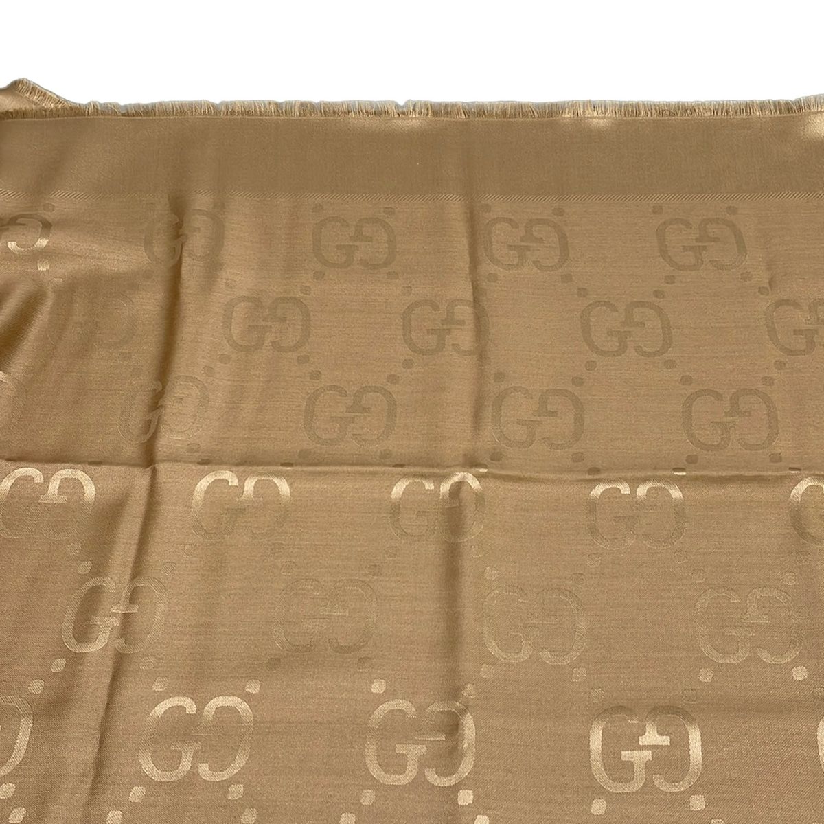 Gucci Shawl GG Jacquard Silk Wool Beige Large Scarf — view 5