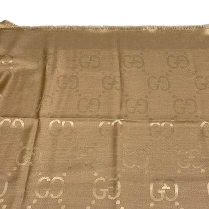 Gucci Shawl GG Jacquard Silk Wool Beige Large Scarf — view 5