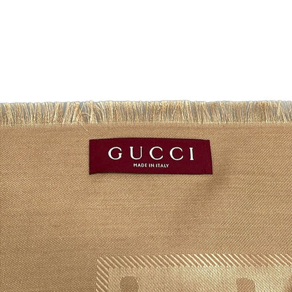 Gucci Shawl GG Jacquard Silk Wool Beige Large Scarf — view 2