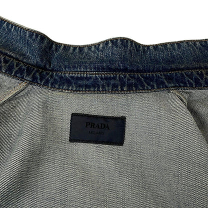 Prada Jean XL Navy Long Sleeve Spring Autumn Triangle Logo Cotton Jacket — view 8