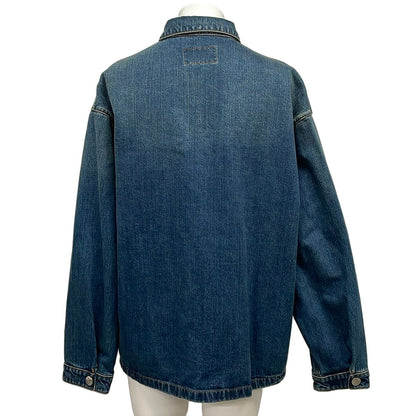 Prada Jean XL Navy Long Sleeve Spring Autumn Triangle Logo Cotton Jacket — view 2