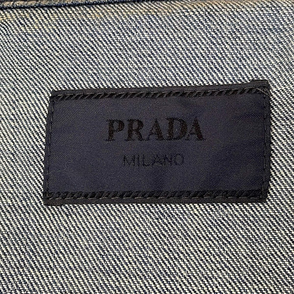 Prada Jean XL Navy Long Sleeve Spring Autumn Triangle Logo Cotton Jacket — view 3