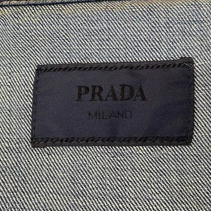 Prada Jean XL Navy Long Sleeve Spring Autumn Triangle Logo Cotton Jacket — view 3
