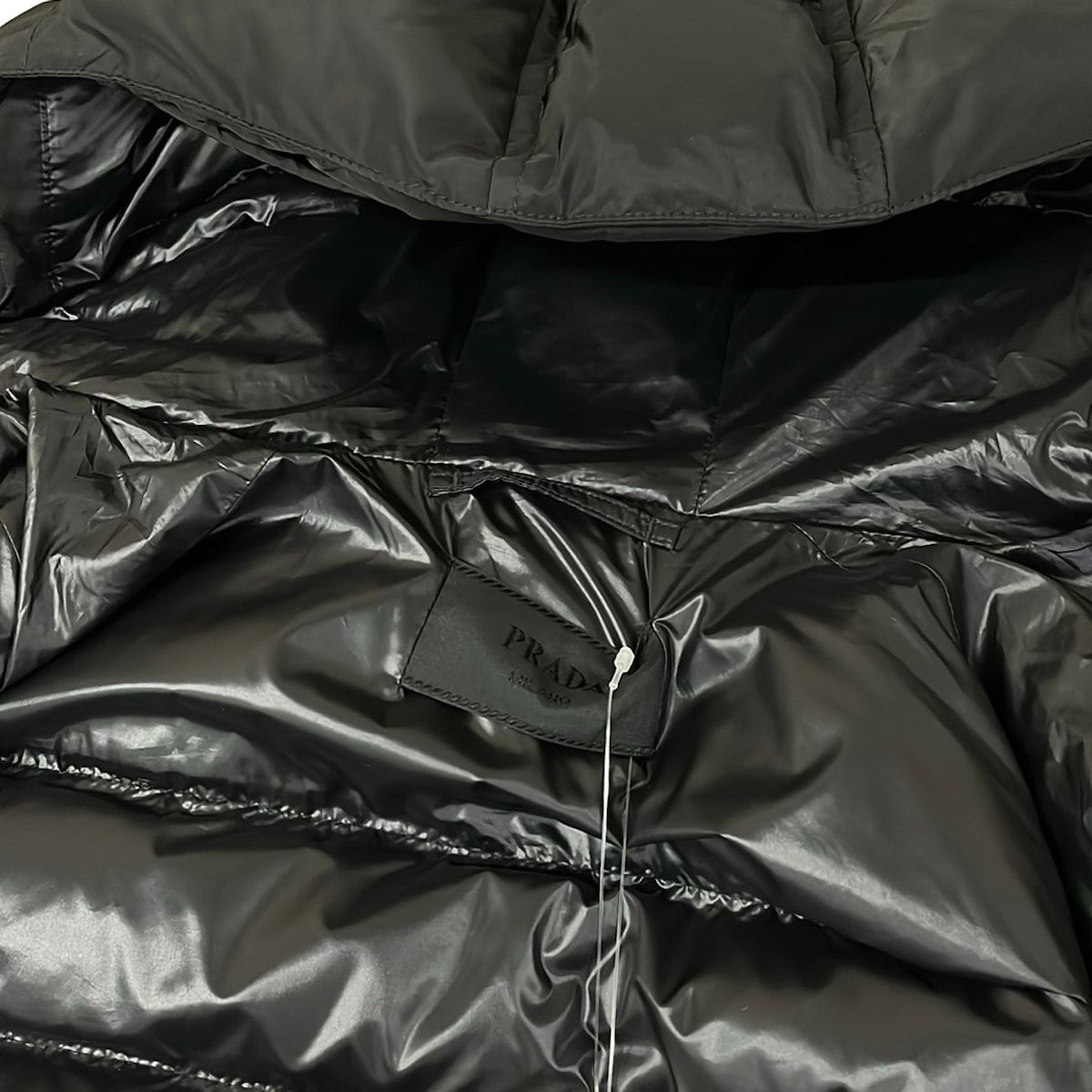 Prada Down Jacket 50 M Black Triangle Logo Long Sleeve Zip Up Winter — view 9
