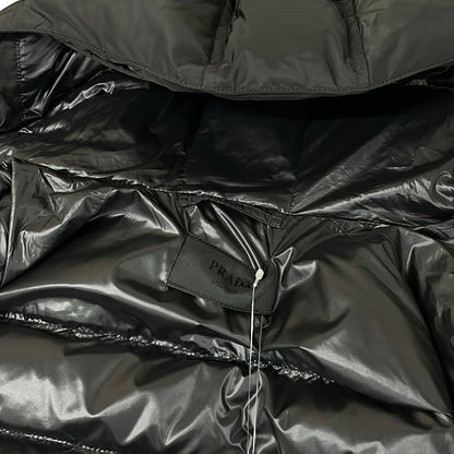 Prada Down Jacket 50 M Black Triangle Logo Long Sleeve Zip Up Winter — view 9