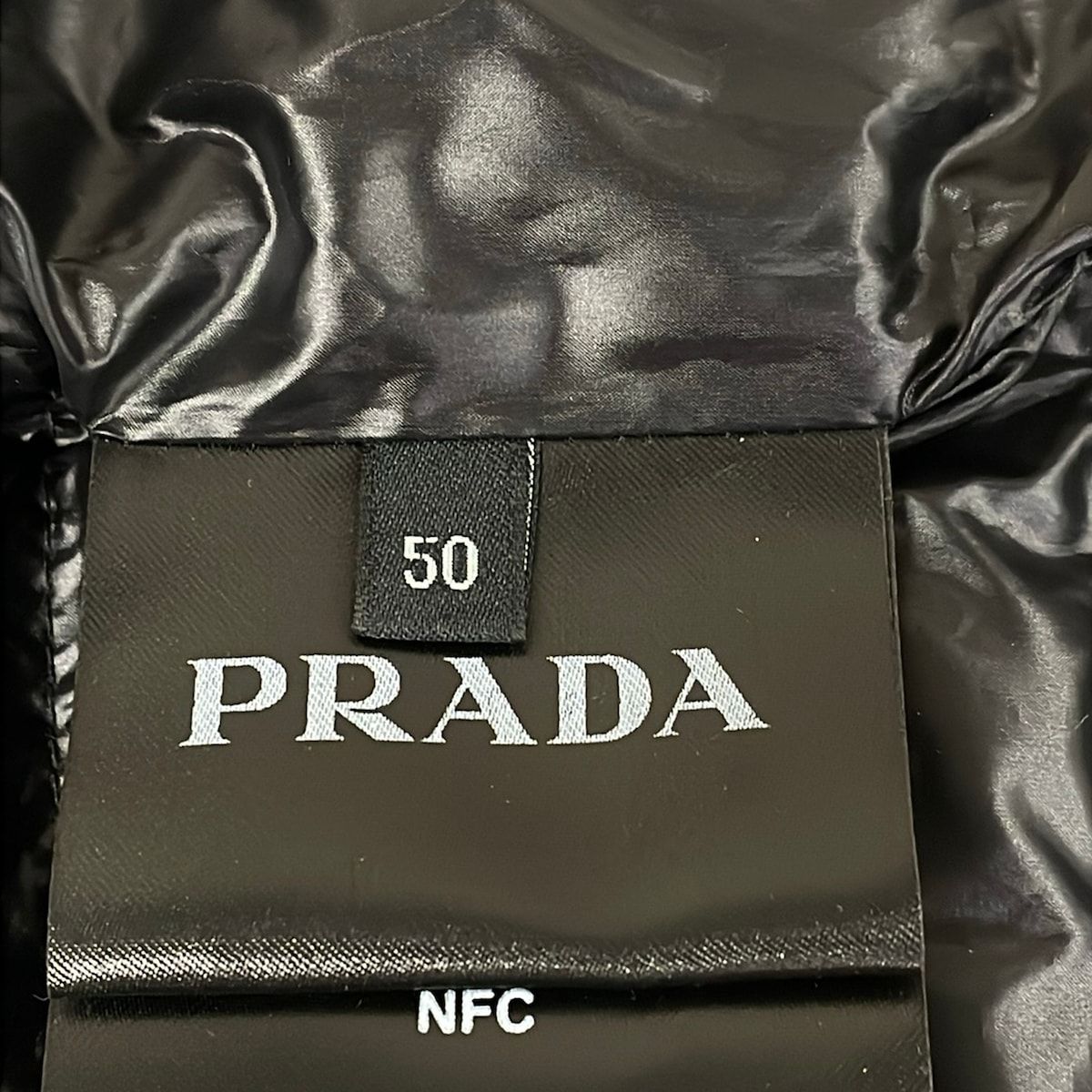 Prada Down Jacket 50 M Black Triangle Logo Long Sleeve Zip Up Winter — view 5