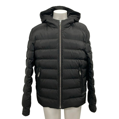 Prada Down Jacket 50 M Black Triangle Logo Long Sleeve Zip Up Winter