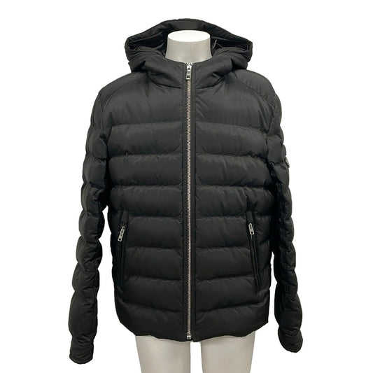 Prada Down Jacket 50 M Black Triangle Logo Long Sleeve Zip Up Winter