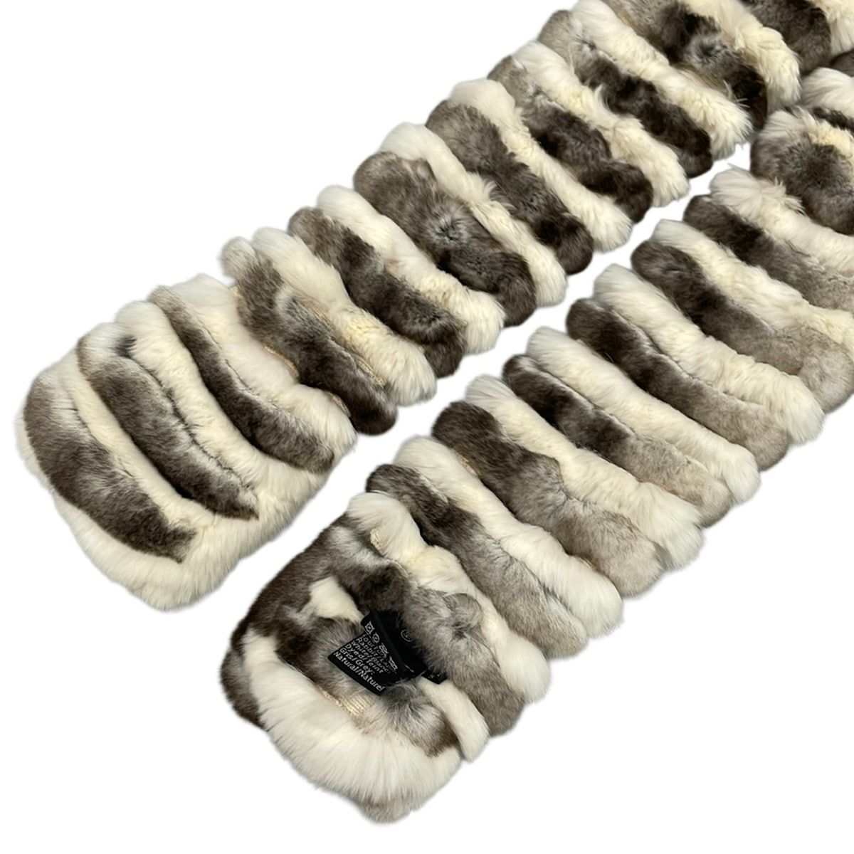Chanel Scarf White Dark Brown CC Logo Cashmere Fur Rabbit — view 6