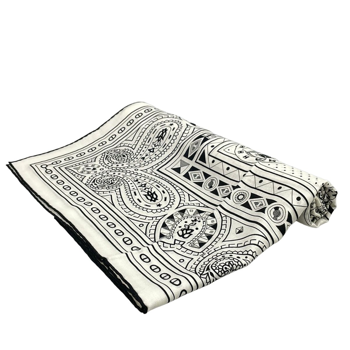 Hermes Shawl Carre Geant 140 White Black Cashmere Silk Scarf