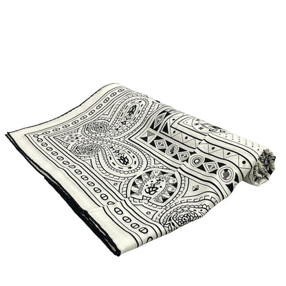 Hermes Shawl Carre Geant 140 White Black Cashmere Silk Scarf