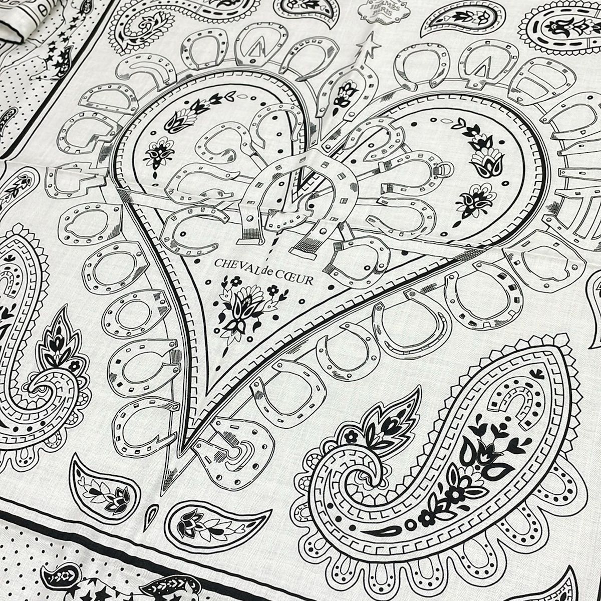 Hermes Shawl Carre Geant 140 White Black Cashmere Silk Scarf — view 5