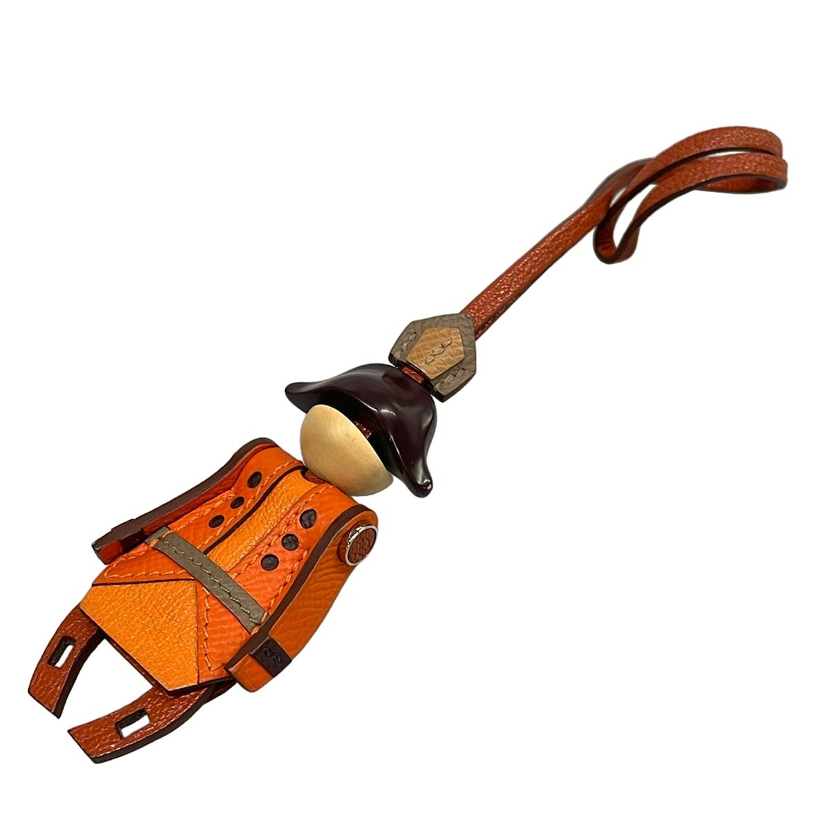 Hermes Key Holder Cui Buru Fou Orange Etoupe Biscuit Fireworks Artist