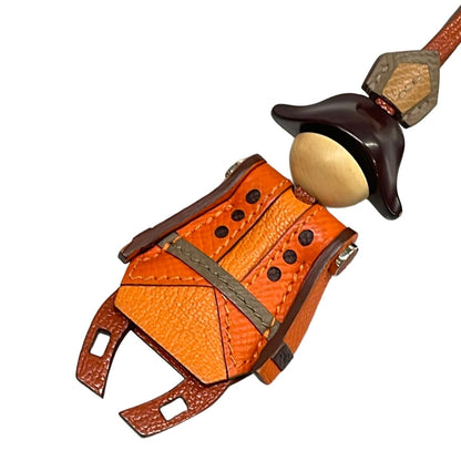 Hermes Key Holder Cui Buru Fou Orange Etoupe Biscuit Fireworks Artist — view 3