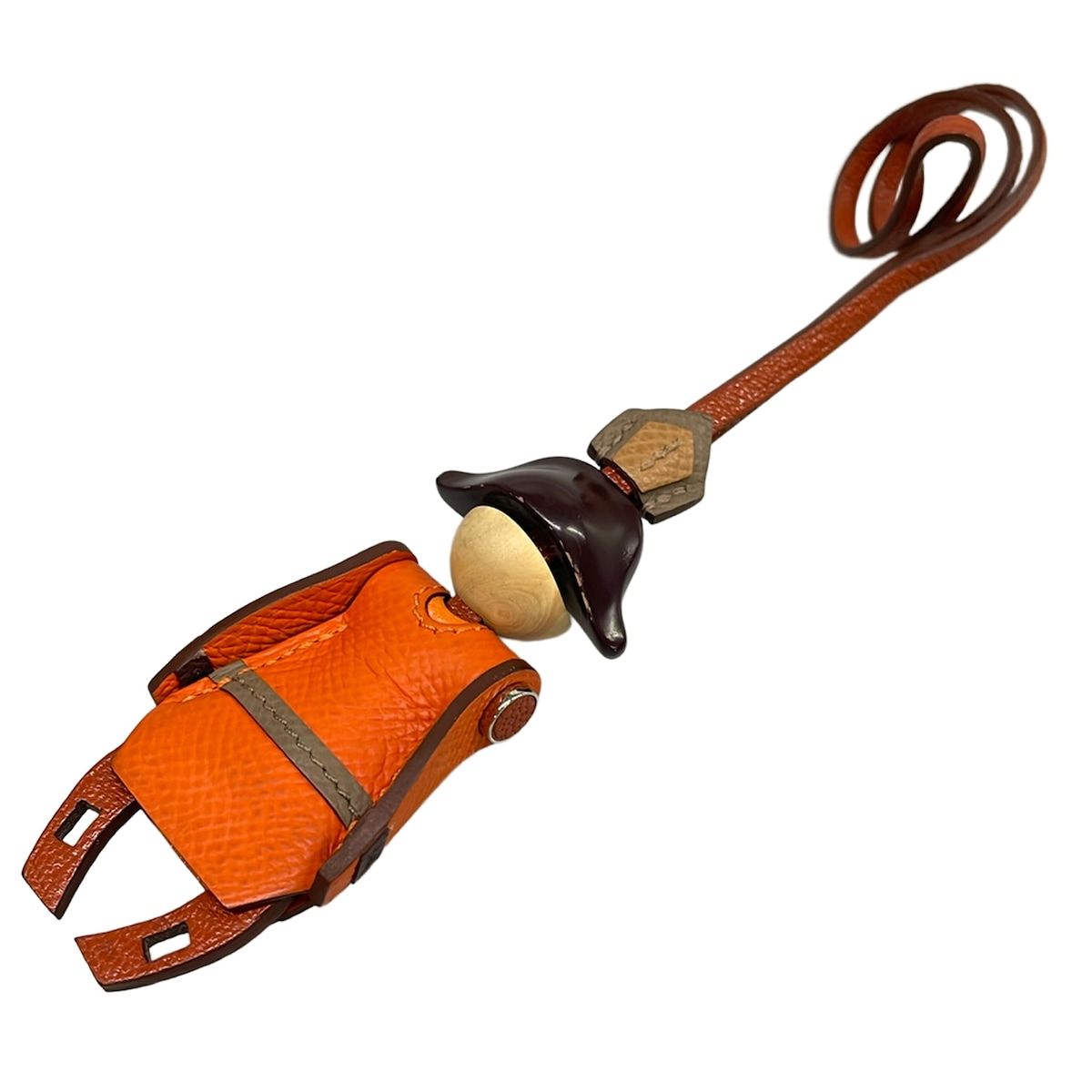 Hermes Key Holder Cui Buru Fou Orange Etoupe Biscuit Fireworks Artist — view 2