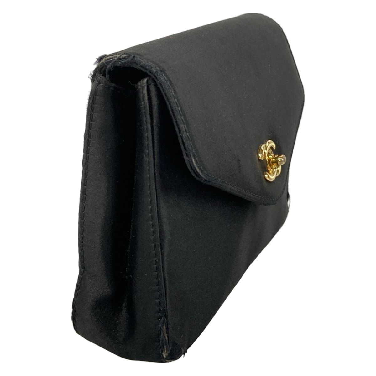 Chanel Clutch Black Mini Bag Flap Turnlock Chain Handle Gold — view 2