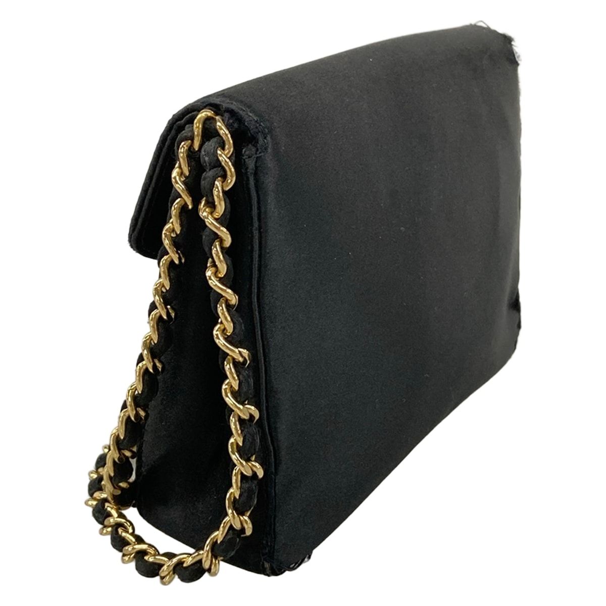 Chanel Clutch Black Mini Bag Flap Turnlock Chain Handle Gold — view 4
