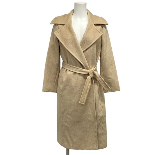 Max Mara Coat 36 S Manuela Light Beige Long Sleeve Autumn Winter