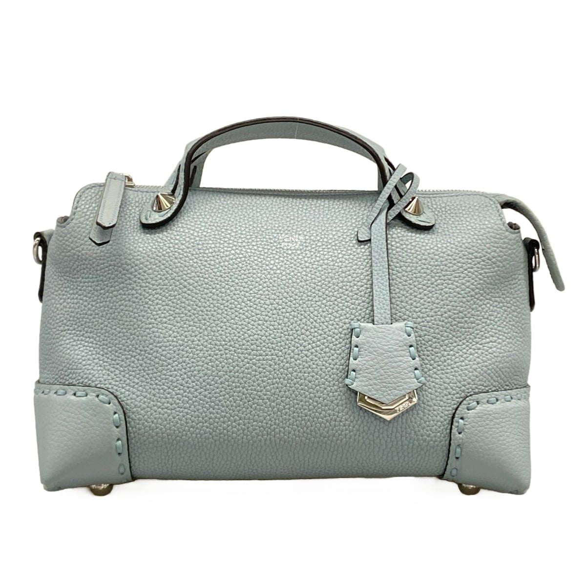 Fendi Handbag by the Way Light Blue Leather
