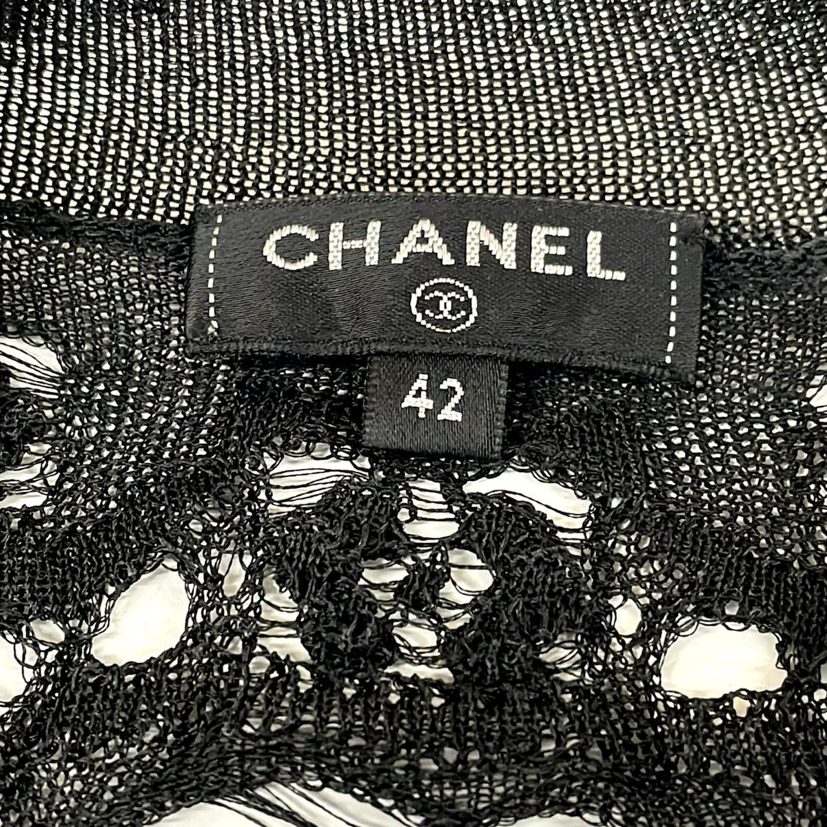 Chanel Long Sleeve Sweater 42 L Black Crew Neck Silk — view 3