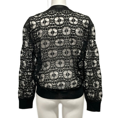 Chanel Long Sleeve Sweater 42 L Black Crew Neck Silk — view 2