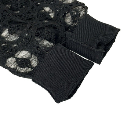 Chanel Long Sleeve Sweater 42 L Black Crew Neck Silk — view 7