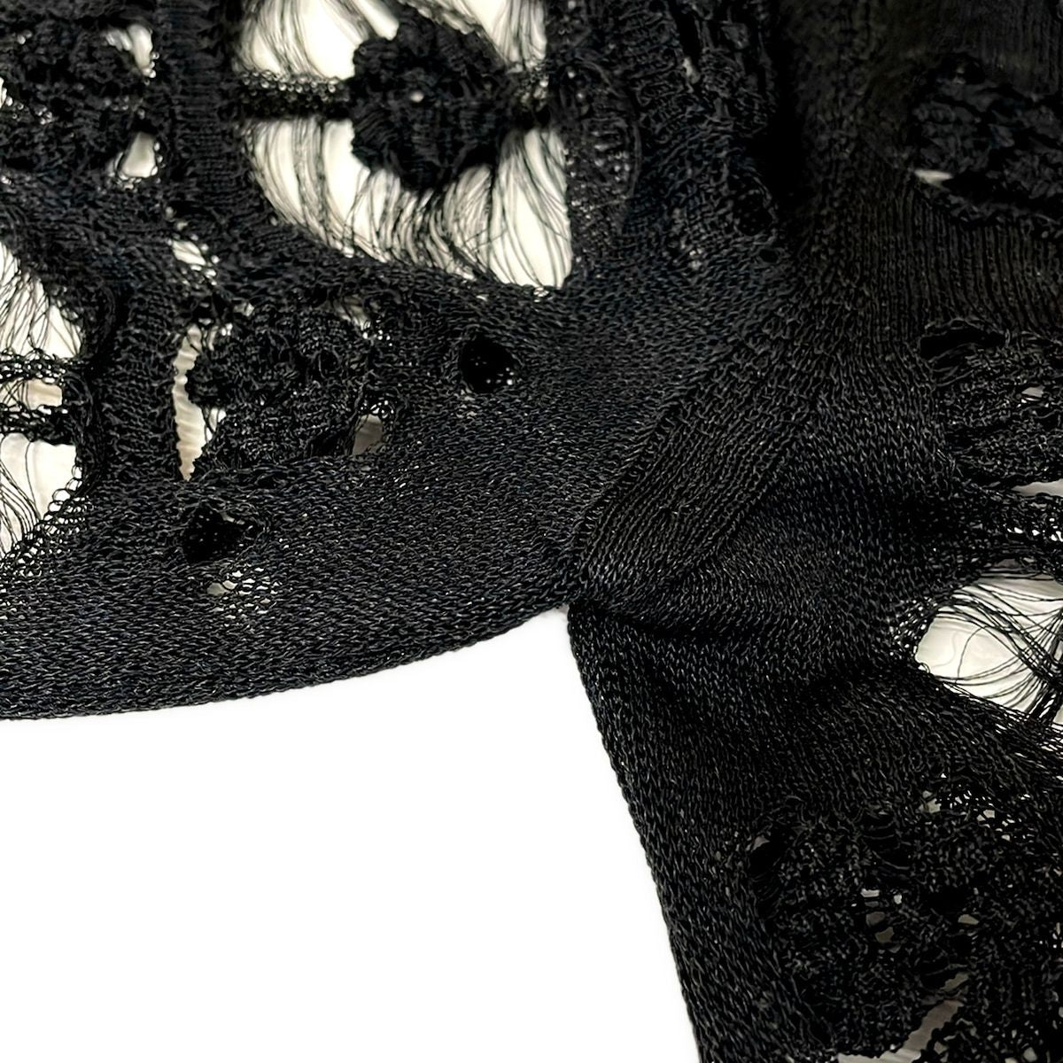 Chanel Long Sleeve Sweater 42 L Black Crew Neck Silk — view 9