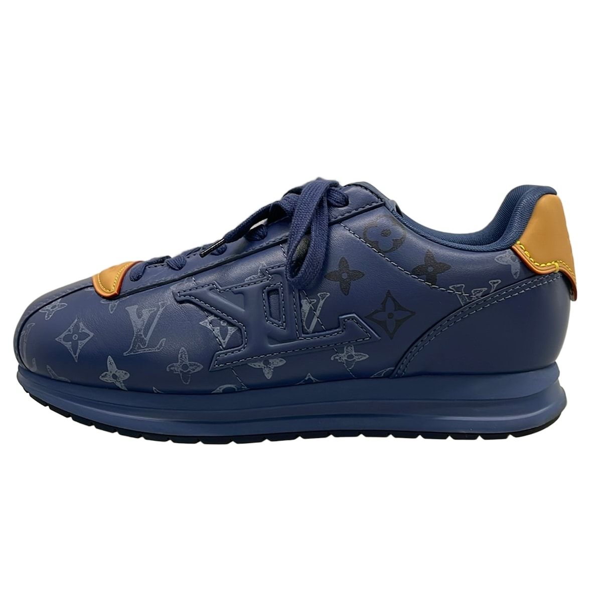 Louis Vuitton Sneakers 9 LV Butter Soft Blue Monogram Pattern Horse Leather
